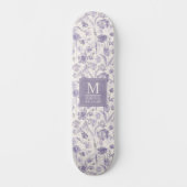 Lila Wasserfarbe Blumenmuster Skateboard (Vorderseite)