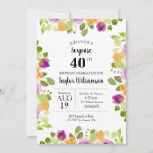 Lila Wasserfarbe Blüte Geburtstagseinladungen (Vorderseite)