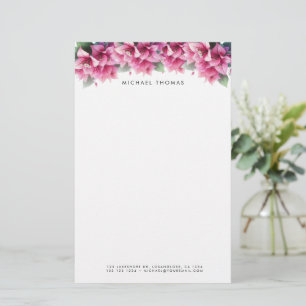 Lila Wasserfarbe Bougainvillea Personalisiert Briefpapier