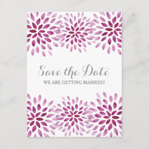 Lila Wasserfarbe Chrysanthemum Save the Date Ankündigungspostkarte