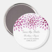 Lila Wasserfarbe Chrysanthemum Save the Date Magnet (Vorderseite/Rückseite)