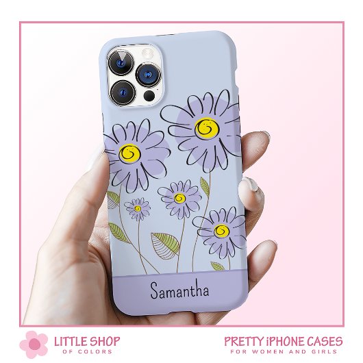 Lila Wasserfarbe-Daisy-Monogramm Case-Mate iPhone Hülle