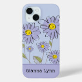 Lila Wasserfarbe-Daisy-Monogramm Case-Mate iPhone Hülle (Rückseite)