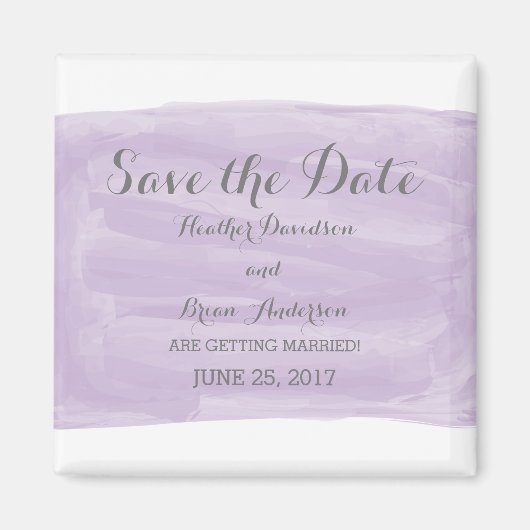 Lila Wasserfarbe Datum speichern Magnet (Vorne)