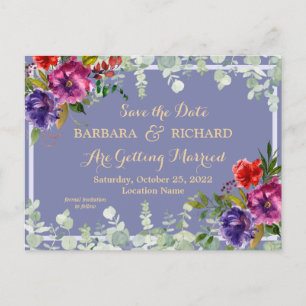 Lila Wasserfarbe der Postkarte Retten Datum