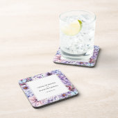 Lila Wasserfarbe Flora Personalisierte Hochzeit Getränkeuntersetzer (Rechte Seite)