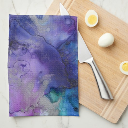 Lila Wasserfarbe Geschirrtuch (Viertel Falte)