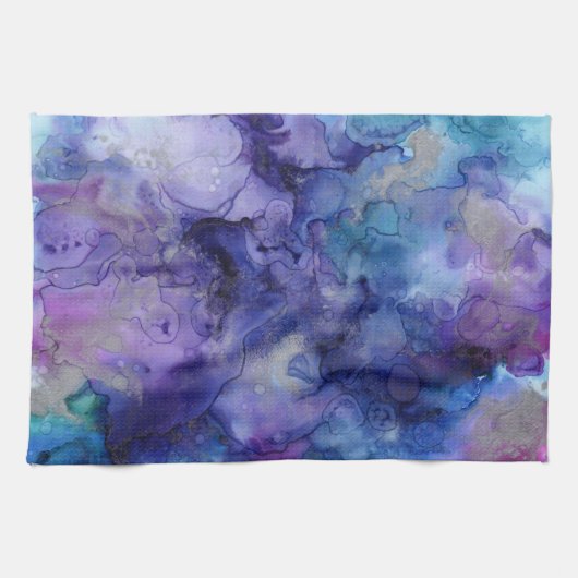 Lila Wasserfarbe Geschirrtuch (Horizontal)