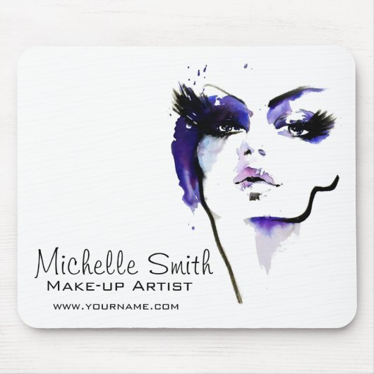 Lila Wasserfarbe-Gesichts-Make-up-Artist-Branding Mousepad (Vorne)