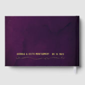 Lila Wasserfarbe Gold Script Hochzeit Gästebuch (Rückseite)