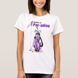 Lila-Wasserfarbe-Golfbag, Flagge & Ball T-Shirt