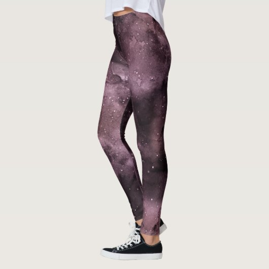 Lila Wasserfarbe Himmelskörper Leggings (Links)