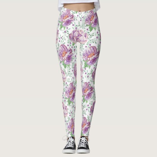 lila Wasserfarbe Leggings (Vorderseite)