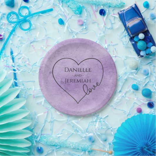 Lila Wasserfarbe Liebe Hochzeitsreise Brautparty Pappteller (Party)