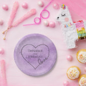 Lila Wasserfarbe Liebe Hochzeitsreise Brautparty Pappteller (Party)