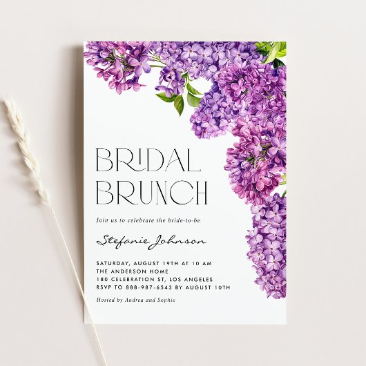 Lila Wasserfarbe Lilac Blume Bridal Brunch Einladung