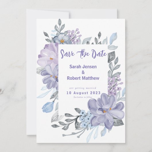 Lila Wasserfarbe Lilac Blume Hochzeit Save The Date (Vorderseite)