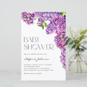 Lila Wasserfarbe Lilac Blume Kinderdusche einladen