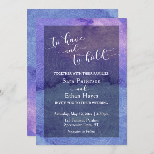 Lila Wasserfarbe Mandala haben und halten Einladung (Vorne/Hinten)