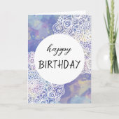 Lila Wasserfarbe Mandala Happy Birthday Card Karte (Vorderseite)