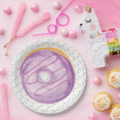 Lila Wasserfarbe Mattierte Donut und Sprinklen Pappteller (Party)