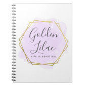 Lila Wasserfarbe & moderne geometrische Goldene Ch Notizblock (Vorderseite)