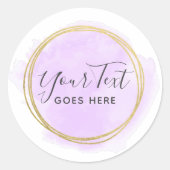 Lila Wasserfarbe & moderne geometrische Goldene Ch Runder Aufkleber (Vorderseite)