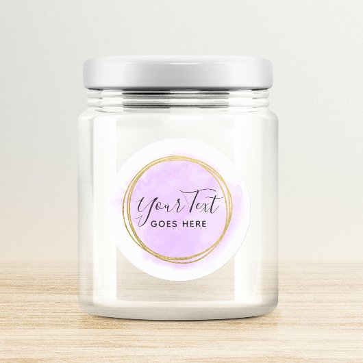 Lila Wasserfarbe & moderne geometrische Goldene Ch Runder Aufkleber