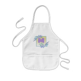 Lila Wasserfarbe Ombre Mermaid-Skala Monogramm Kinderschürze