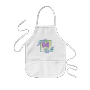 Lila Wasserfarbe Ombre Mermaid-Skala Monogramm Kinderschürze