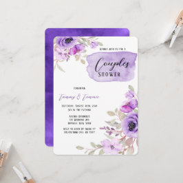 Lila Wasserfarbe Peony Blume Paare Dusche Inv. Einladung