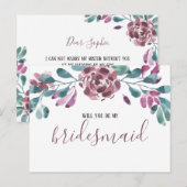 Lila Wasserfarbe Peony Bridesmaid Einladungspostkarte (Vorne/Hinten)
