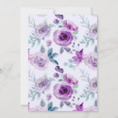 Lila Wasserfarbe Peony Eukalyptus Paare Dusche Einladung (Rückseite)