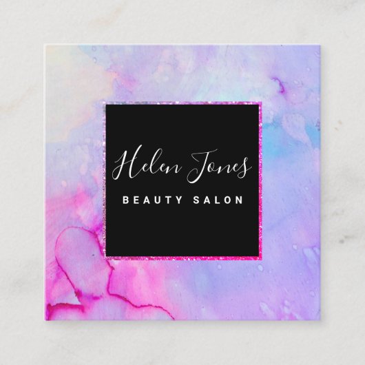 lila Wasserfarbe Quadratische Visitenkarte (Vorderseite)