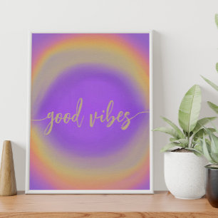 Lila Wasserfarbe Regenbogen gute Vibes Poster