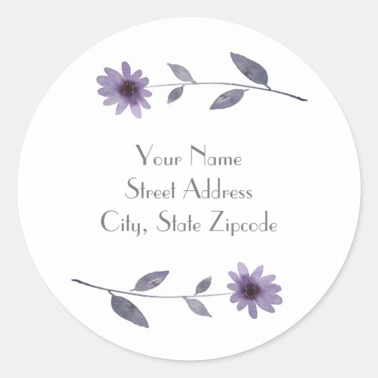 Lila Wasserfarbe Runder Aufkleber (Vorderseite)