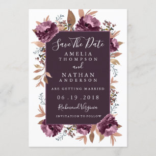 Lila Wasserfarbe Save the Date Einladung