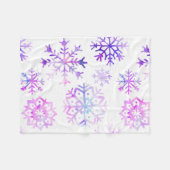 Lila Wasserfarbe-Schneeflocken-Weihnachtsdesign Fleecedecke (Vorderseite (Horizontal))
