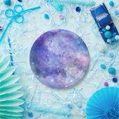 Lila Wasserfarbe Starry Sky Space Lover Galaxie Pappteller (Party)