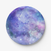 Lila Wasserfarbe Starry Sky Space Lover Galaxie Pappteller (Vorderseite)