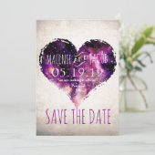 Lila Wasserfarbe Sternenhimmel Save the Date (Stehend Vorderseite)