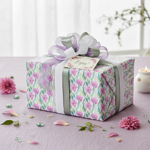 Lila Wasserfarbe tropisches Blütenmuster Geschenkpapier