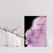 Lila Wasserfarbe und Schwarze Hochzeit Einladung