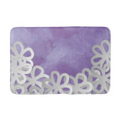 Lila Wasserfarbe und weiße Blume Badematte (Vorderseite)