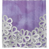 Lila Wasserfarbe und weiße Blume Duschvorhang (Vorderseite)