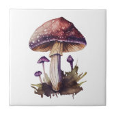 Lila Wasserfarbe Waldland Pilzsaal Kernstück Fliese (Vorderseite)