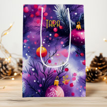 Lila-Wasserfarbe-Weihnachtsornamente-Geschenktasch