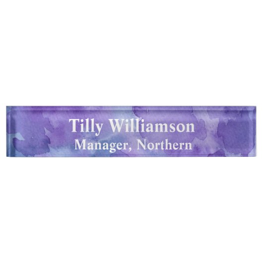Lila Wasserfarbekunstmuster Namensplakette (Vorderseite)
