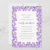Lila Wasserfarben Blumengarten Kinderdusche Einladung (Vorderseite)