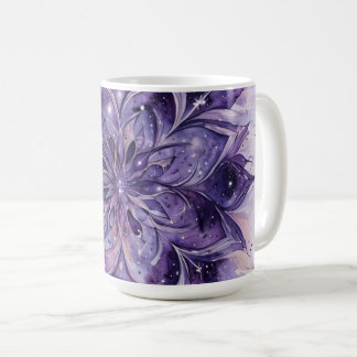 Lila Wasserfarben-Blumenmandala Kaffeetasse